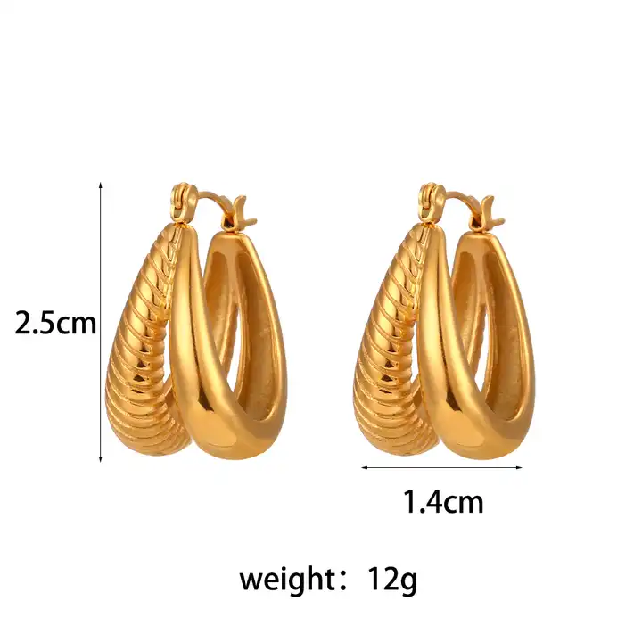 18KT Gold Plated Twist Double Layer Earrings