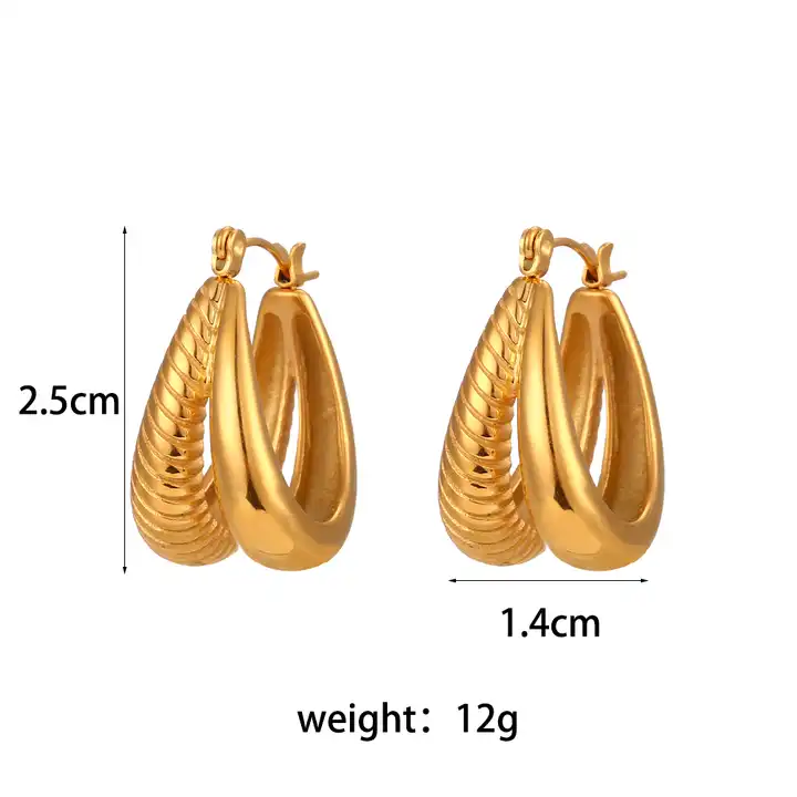 18KT Gold Plated Twist Double Layer Earrings - Atulya Jewellers