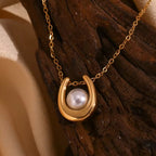 18KT Gold Plated U Pearl Necklace - Atulya Jewellers