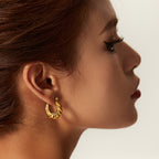 18KT Gold Plated Twisted Hoop Earrings - Atulya Jewellers