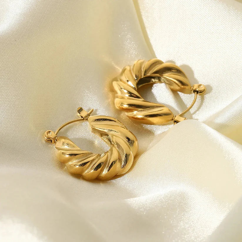 18KT Gold Plated Twisted Hoop Earrings - Atulya Jewellers