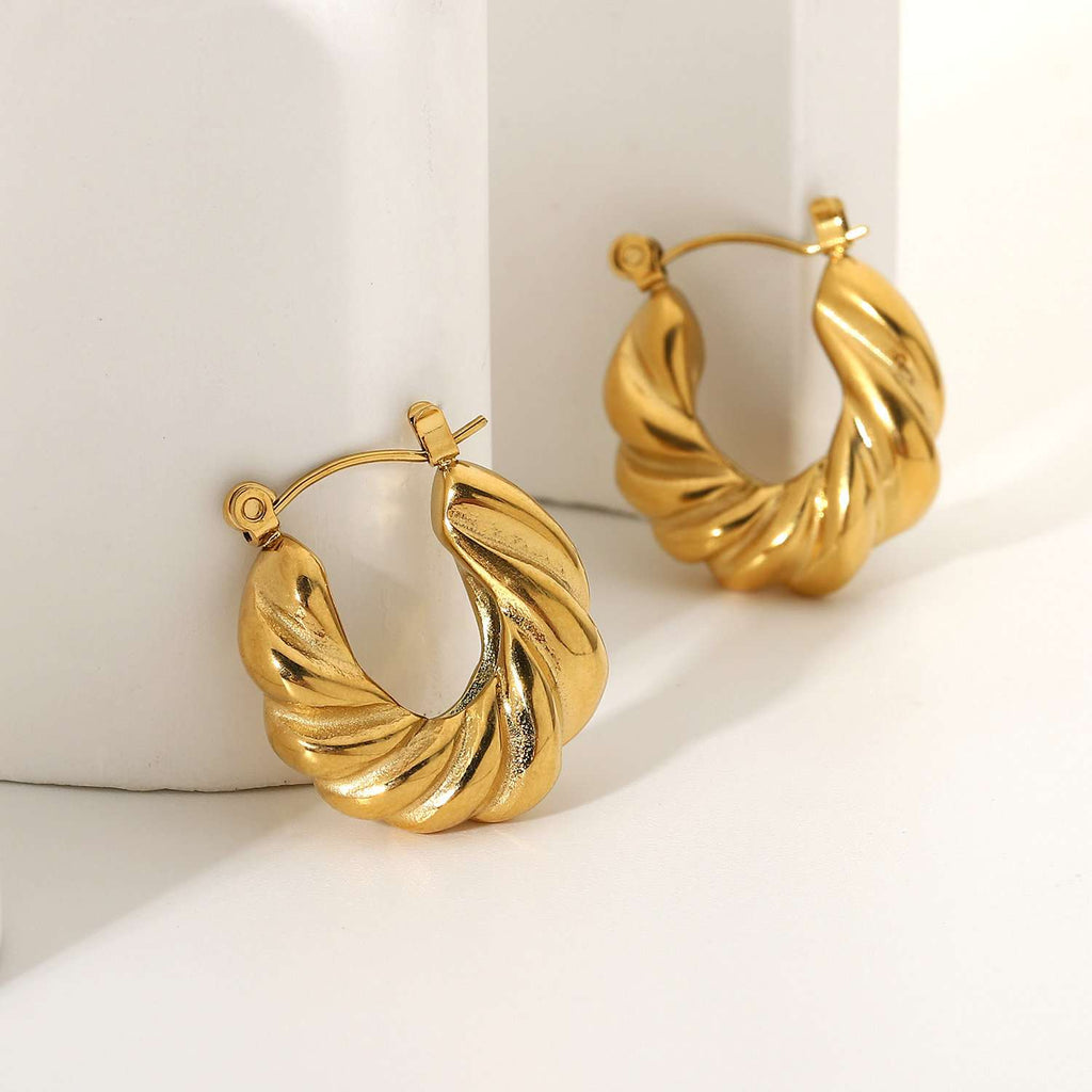 18KT Gold Plated Twisted Hoop Earrings - Atulya Jewellers