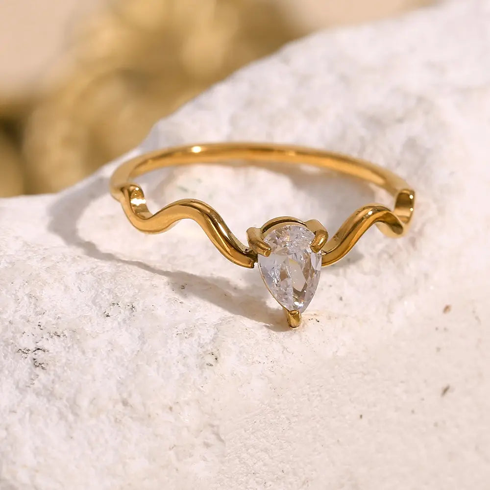 18KT Gold Plated Rhea CZ Ring - Atulya Jewellers