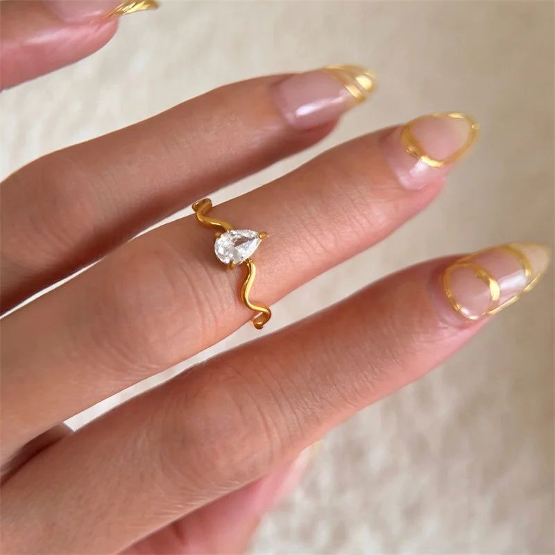 18KT Gold Plated Rhea CZ Ring - Atulya Jewellers