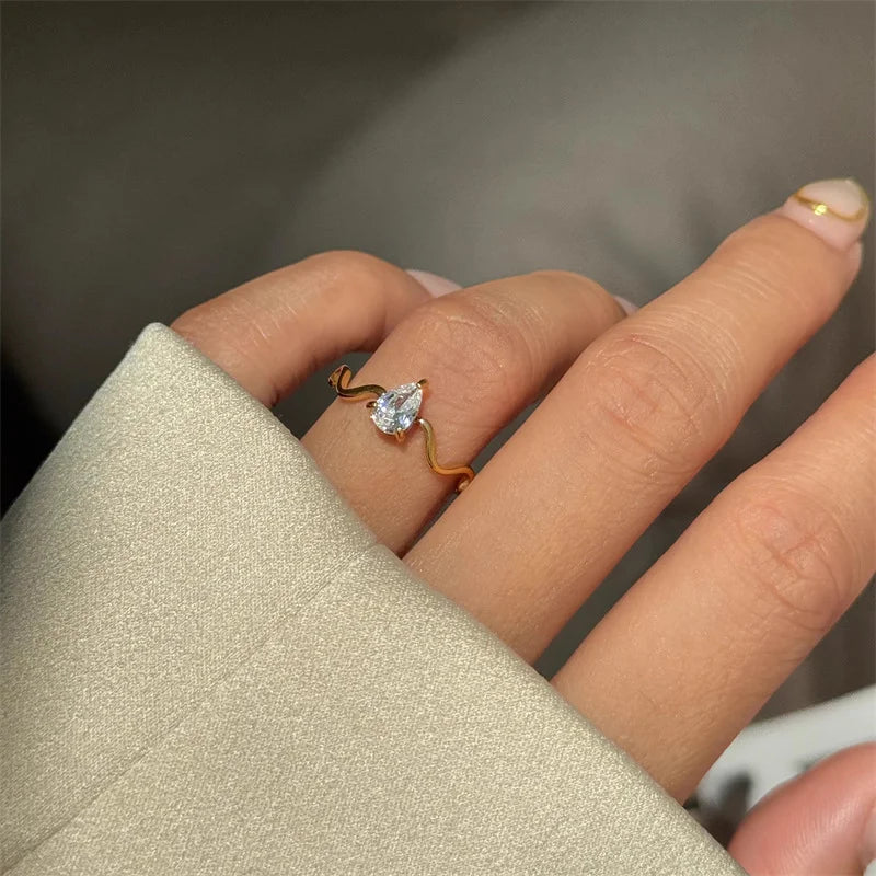 18KT Gold Plated Rhea CZ Ring - Atulya Jewellers