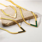 18KT Gold Plated Vee CZ Necklace - Atulya Jewellers