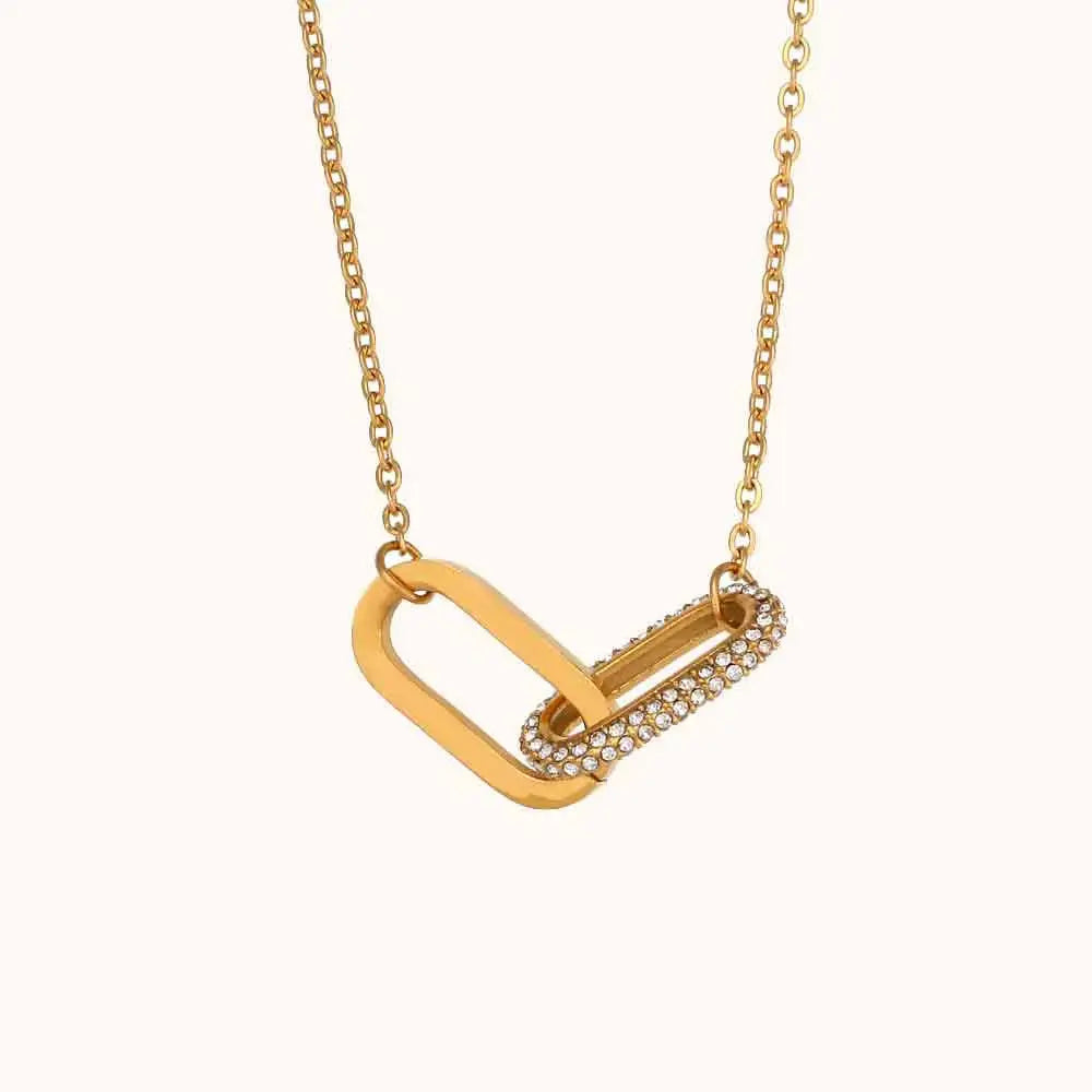 18KT Gold Plated Loop-Lock CZ Necklace White - Atulya Jewellers