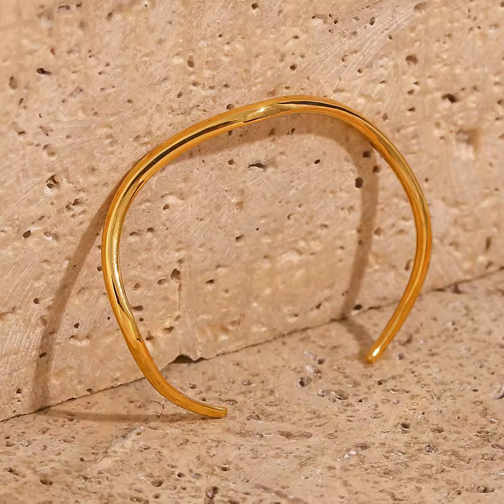18KT Gold Plated Wave Cuff Bracelet - Atulya Jewellers
