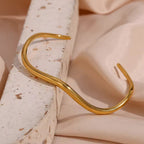 18KT Gold Plated Wave Cuff Bracelet - Atulya Jewellers