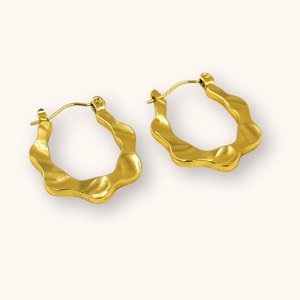18KT Gold Plated Wave Hoops - Atulya Jewellers