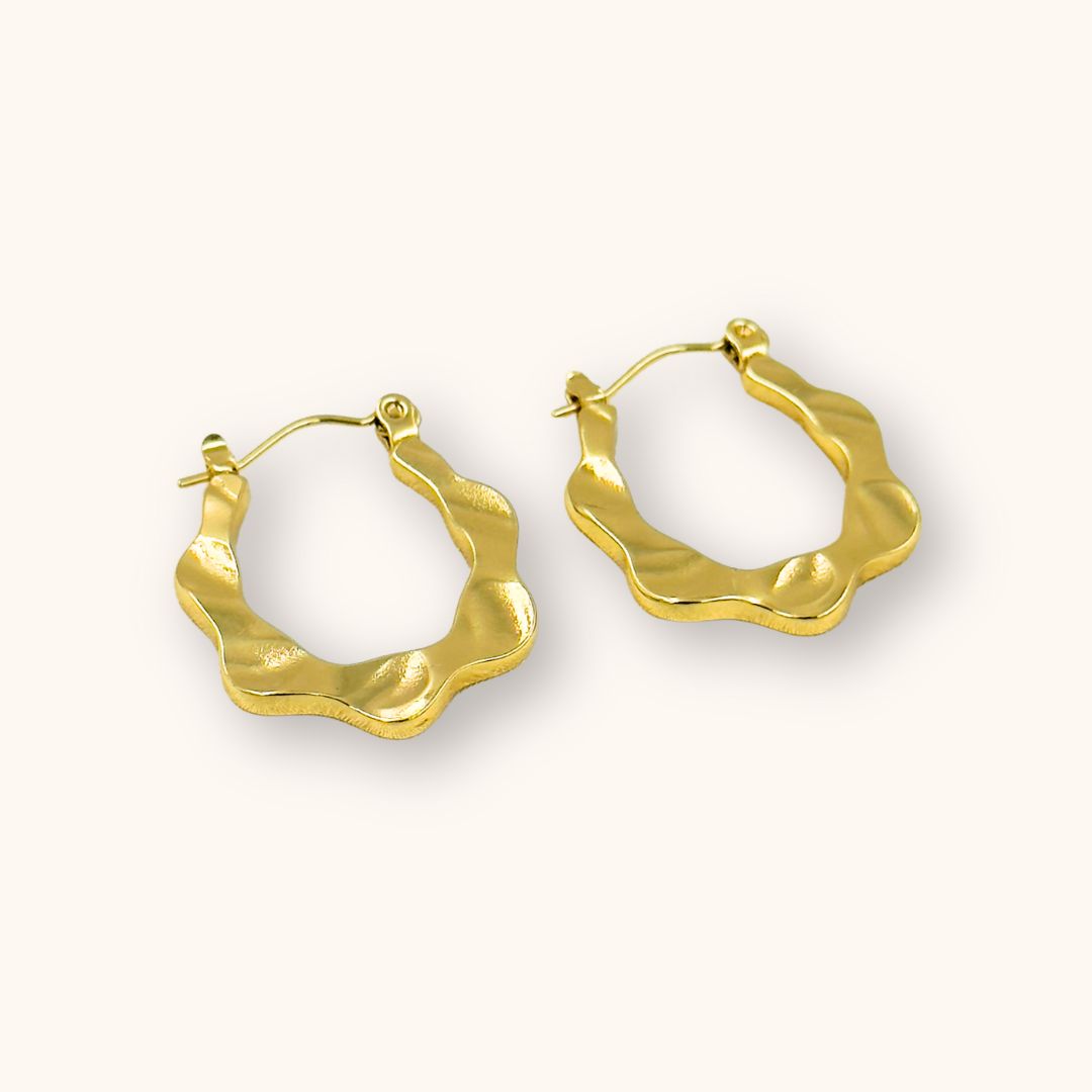 18KT Gold Plated Wave Hoops