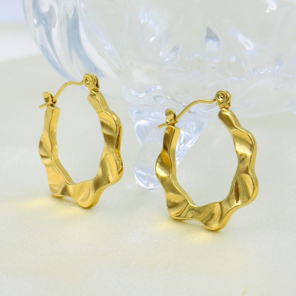 18KT Gold Plated Wave Hoops