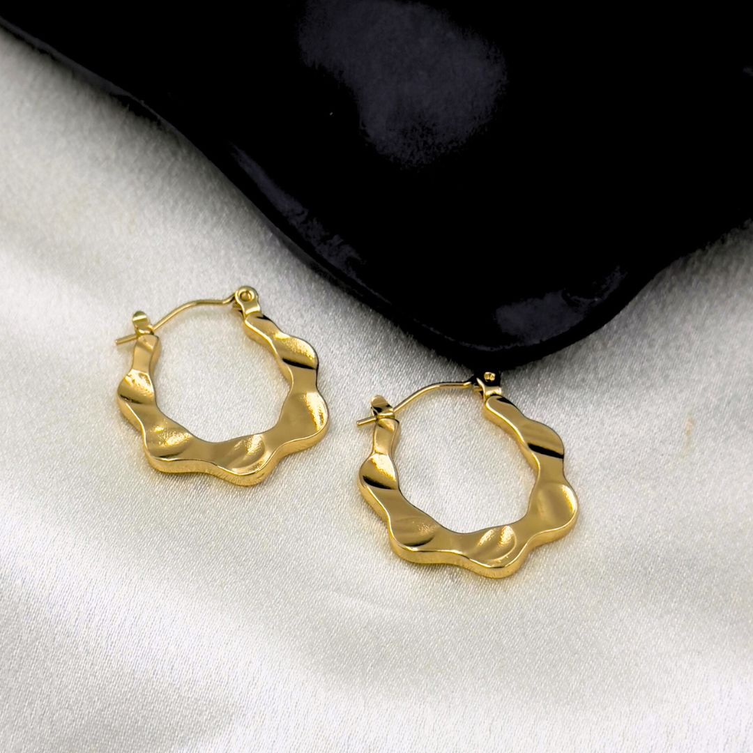 18KT Gold Plated Wave Hoops