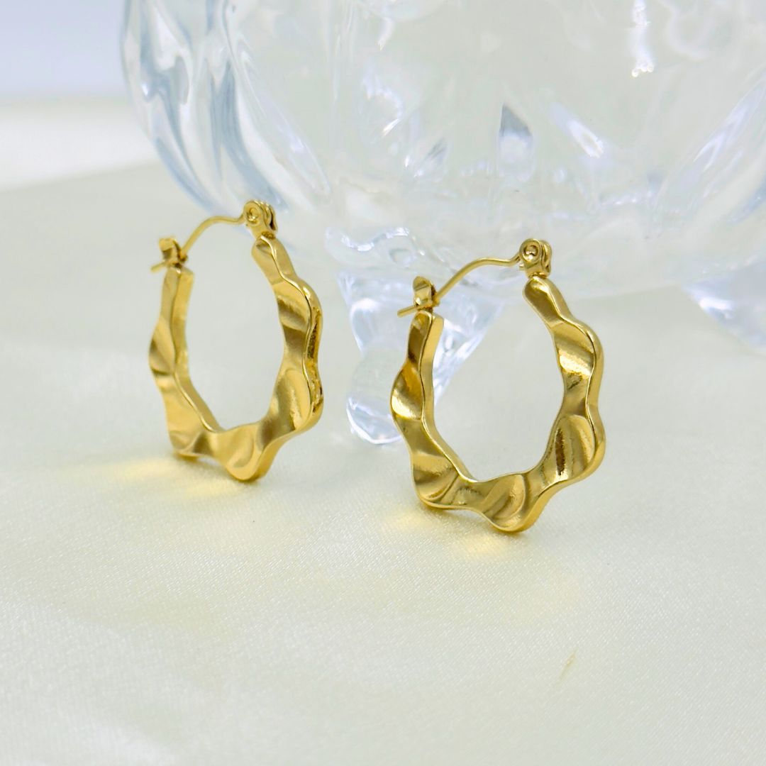 18KT Gold Plated Wave Hoops