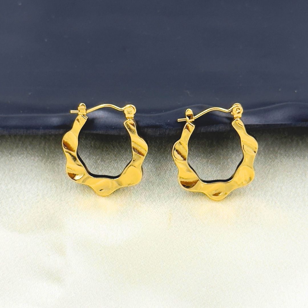 18KT Gold Plated Wave Hoops