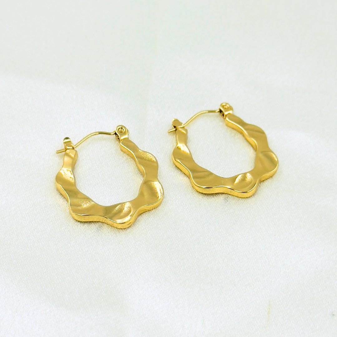 18KT Gold Plated Wave Hoops