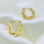 18KT Gold Plated Wave Hoops