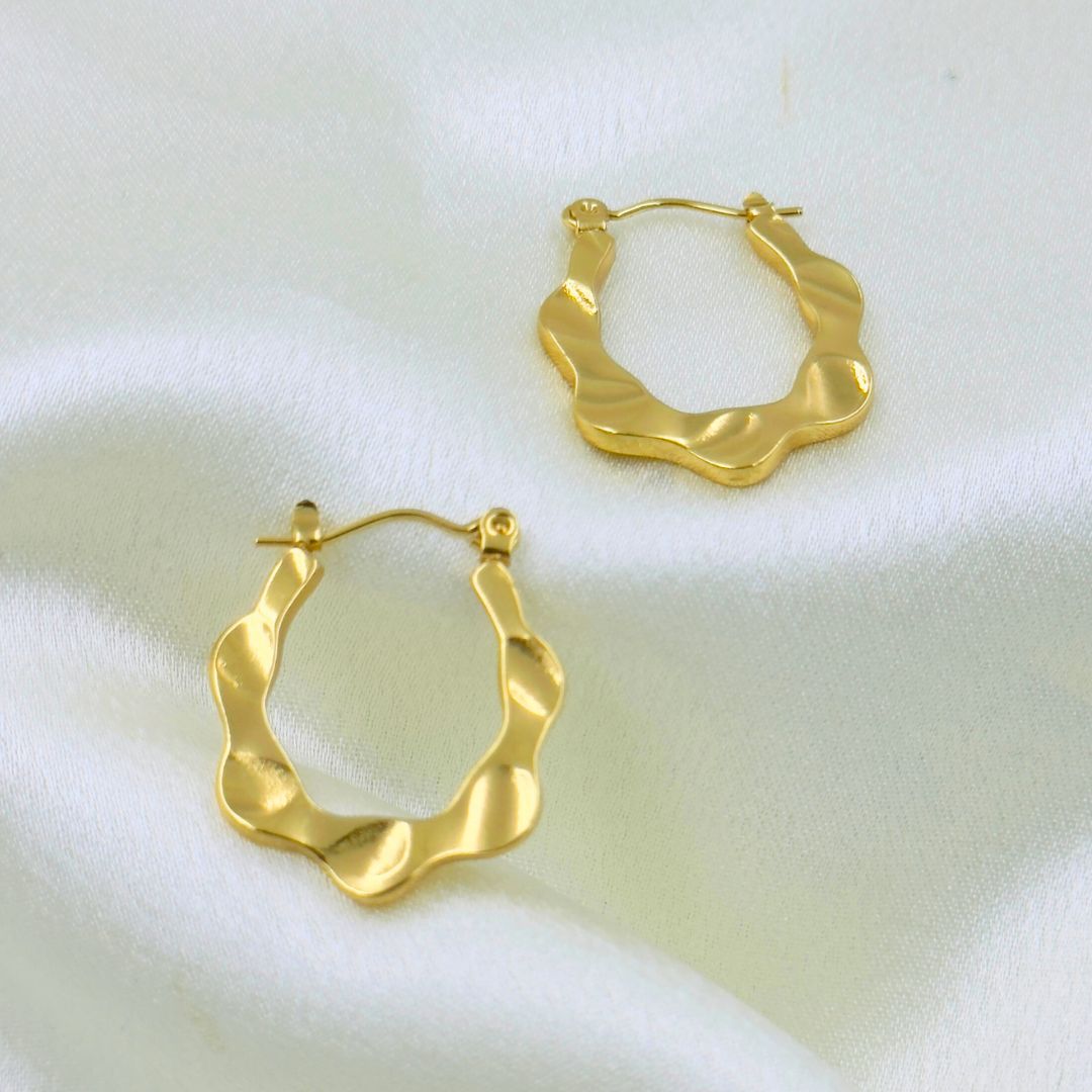 18KT Gold Plated Wave Hoops