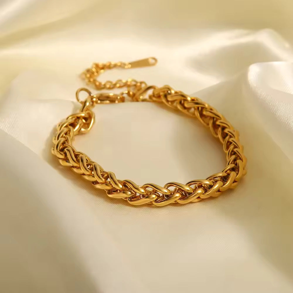 18KT Gold Plated Wheat Chain Bracelet - Atulya Jewellers