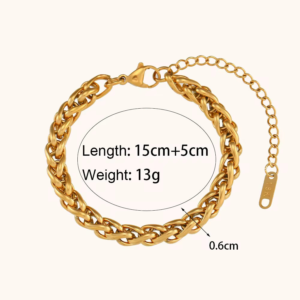 18KT Gold Plated Wheat Chain Bracelet - Atulya Jewellers