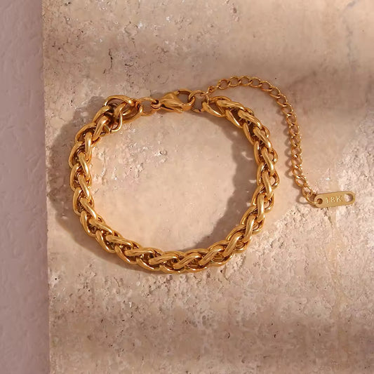 18KT Gold Plated Wheat Chain Bracelet