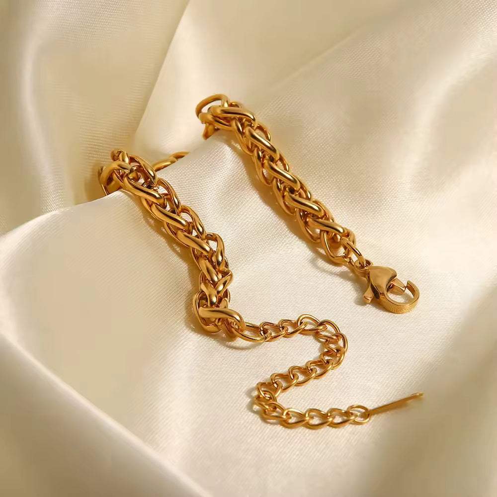 18KT Gold Plated Wheat Chain Bracelet - Atulya Jewellers