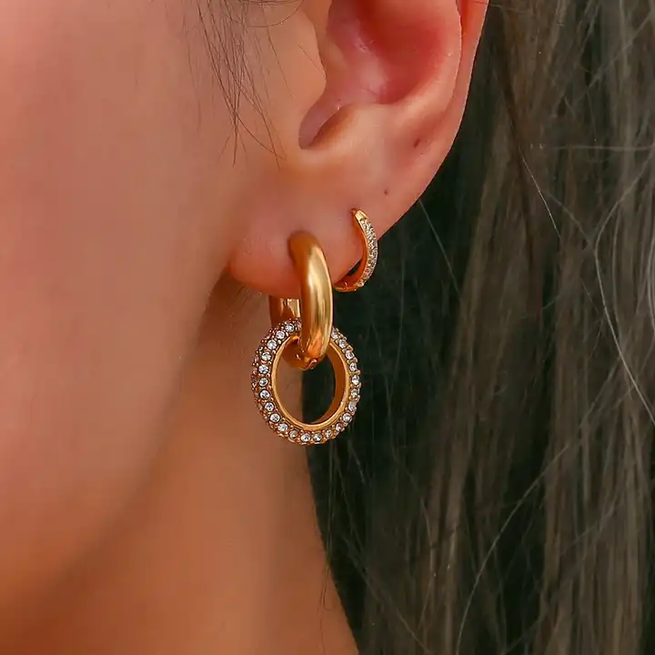 18KT Gold Plated Maria CZ Hoop Earrings - Atulya Jewellers