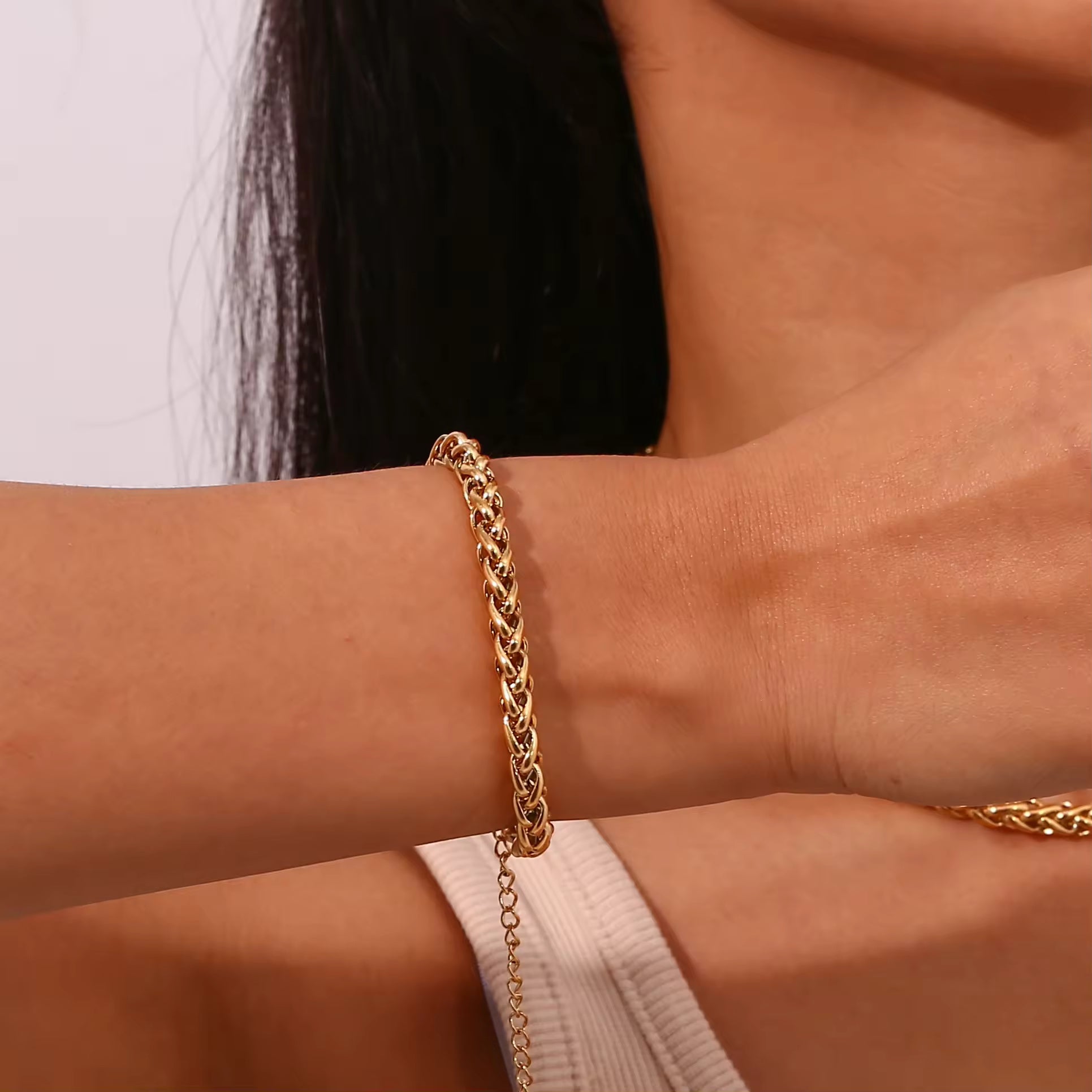 18KT Gold Plated Wheat Chain Bracelet - Atulya Jewellers