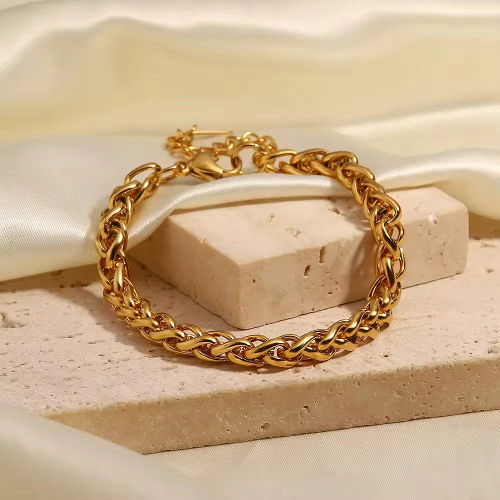 18KT Gold Plated Wheat Chain Bracelet - Atulya Jewellers