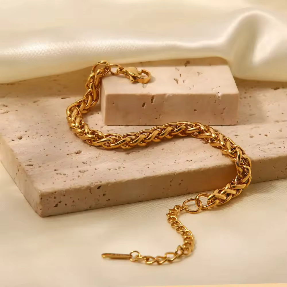 18KT Gold Plated Wheat Chain Bracelet - Atulya Jewellers