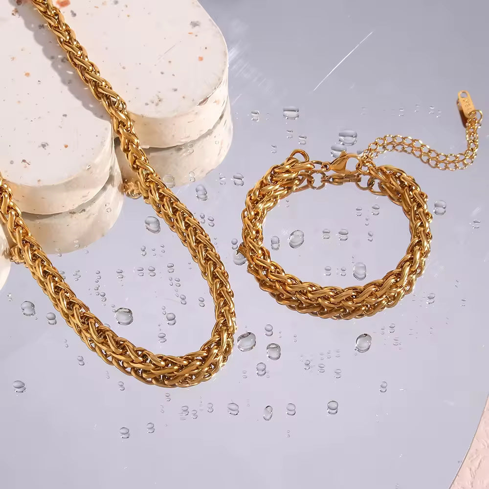 18KT Gold Plated Wheat Chain Bracelet - Atulya Jewellers