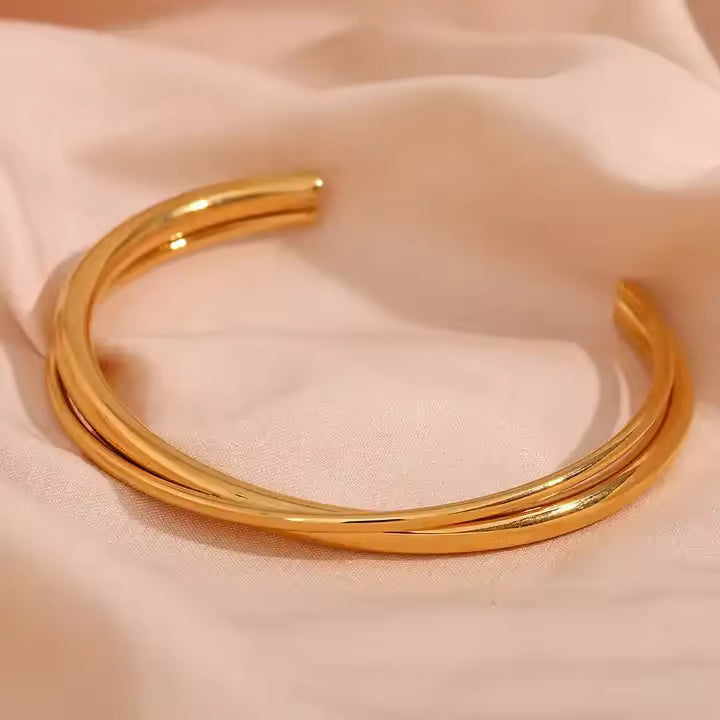 18KT Gold Plated Aria Cuff Bracelet