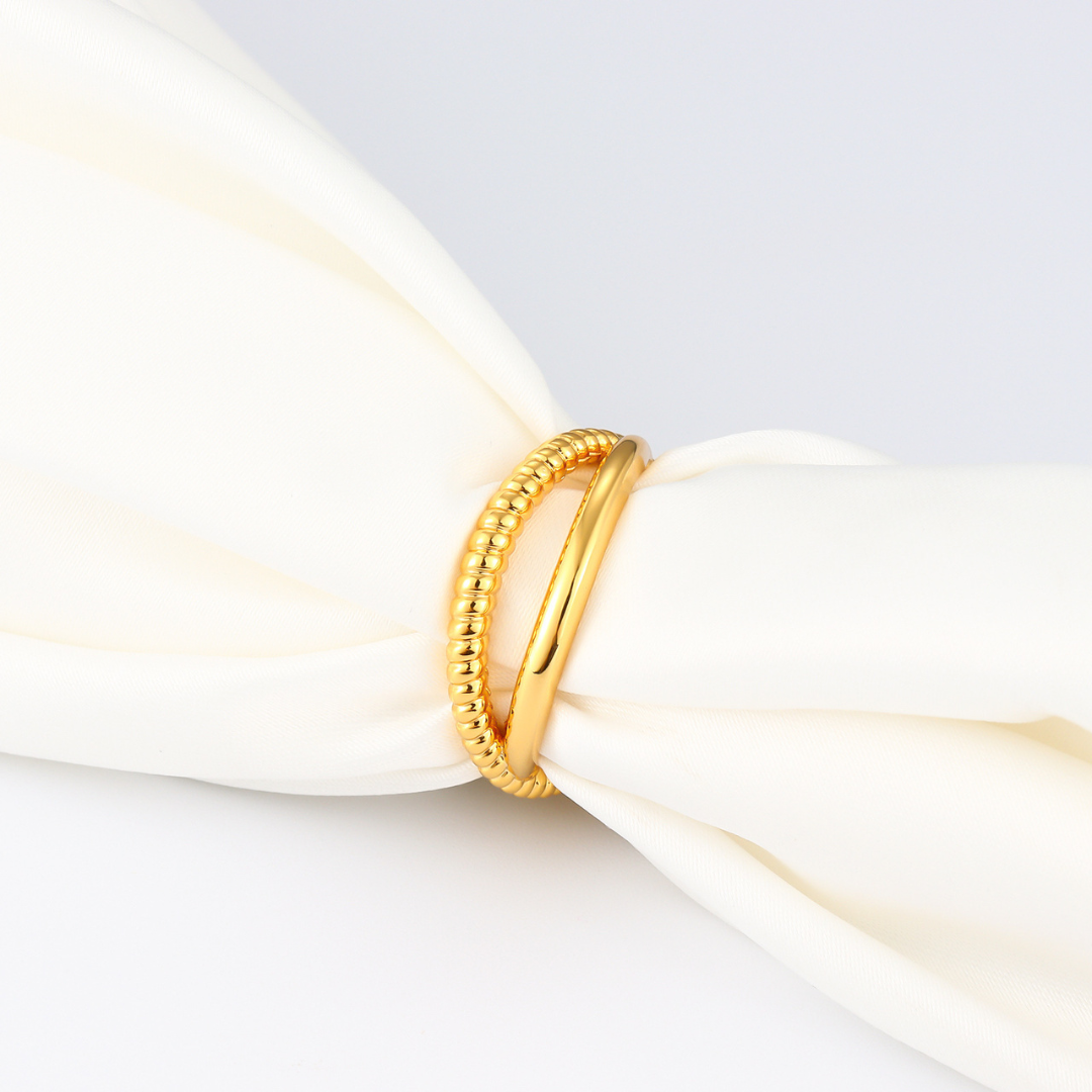 18KT Gold Plated Twisted Ring (Re-sizable)