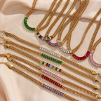 18KT Gold Plated Sheen CZ Necklace - Atulya Jewellers