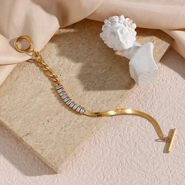 18KT Gold Plated Zoey CZ Bracelet White - Atulya Jewellers