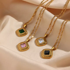 18KT Gold Plated Lozenge CZ Necklace - Atulya Jewellers
