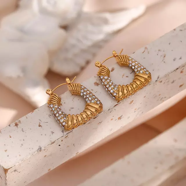 Moon Design Golden bead droplet Hoop Earrings - South India Jewels