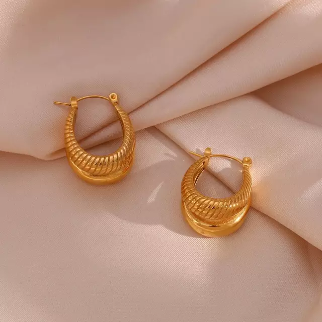 18KT Gold Plated Twist Double Layer Earrings - Atulya Jewellers