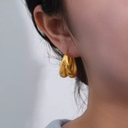 18KT Gold Plated Twist Double Layer Earrings - Atulya Jewellers