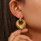 18KT Gold Plated Palm Leaf Drop Earrings - Atulya Jewellers
