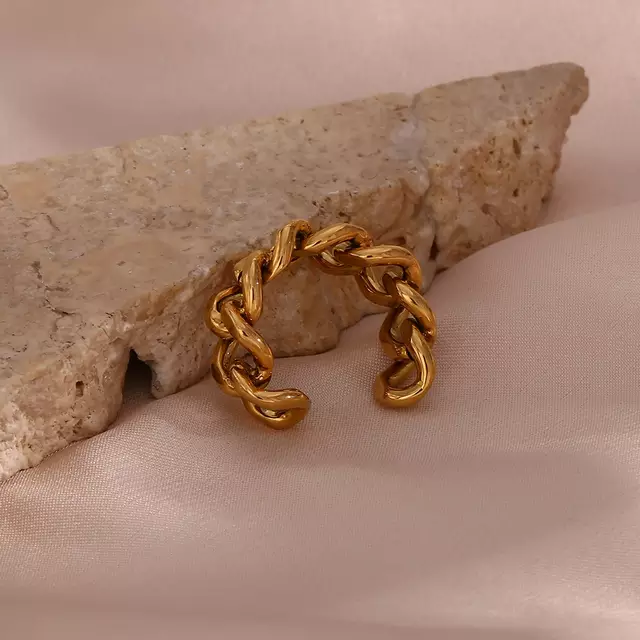 18KT Gold Plated Chunky Chain Ring (Re-sizable)