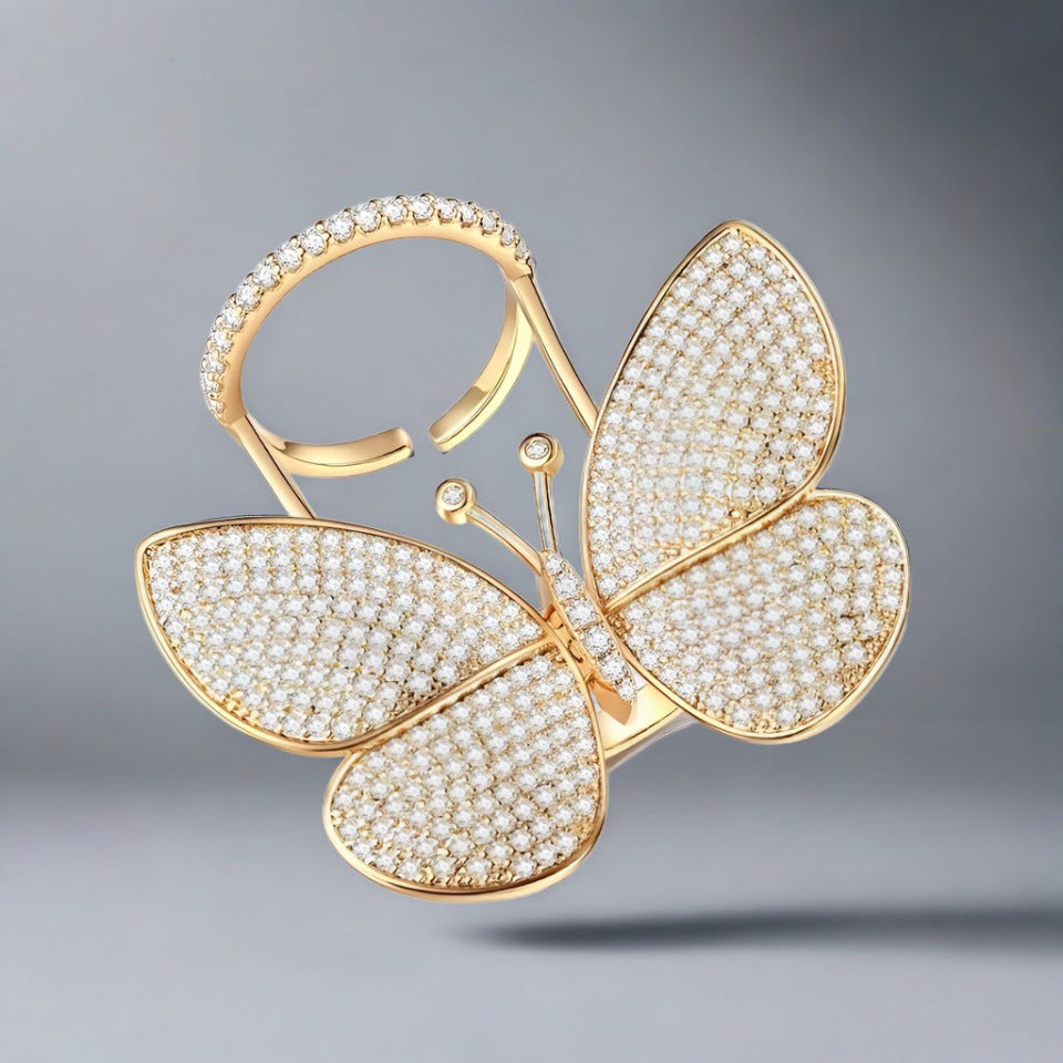 Flying Butterfly Diamond Ring (Re-Sizable) - Atulya Jewellers
