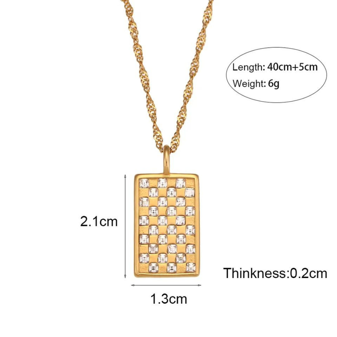 18KT Gold Plated Alice Rectangle Necklace