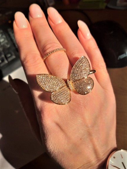 Flying Butterfly Diamond Ring - 18KT Gold Plated (Re-Sizable) - Atulya Jewellers
