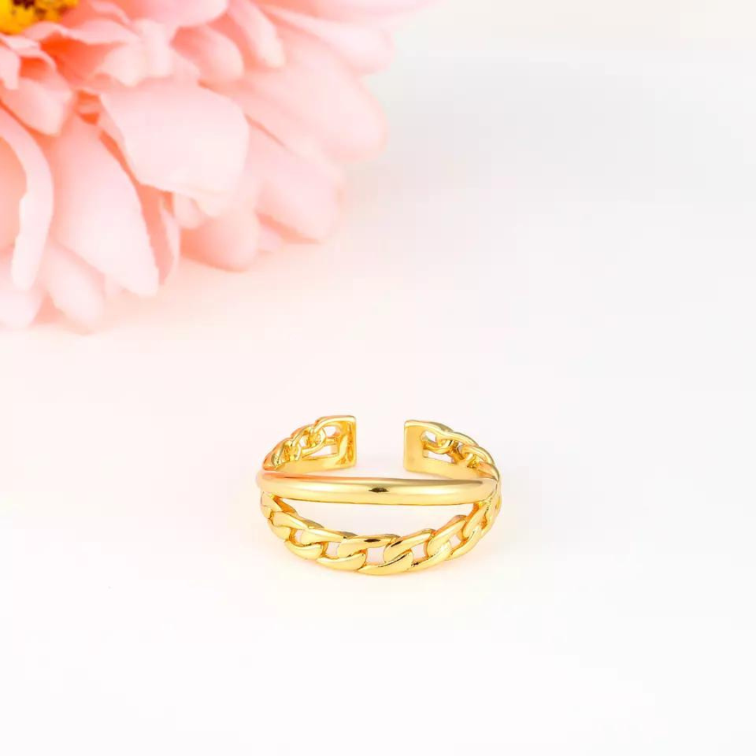 18KT Gold Plated Chain Ring (Re-sizable)