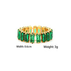18KT Gold Plated Amy CZ Ring Green - Atulya Jewellers