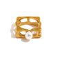 18KT Gold Plated Jade Square Pearl Ring