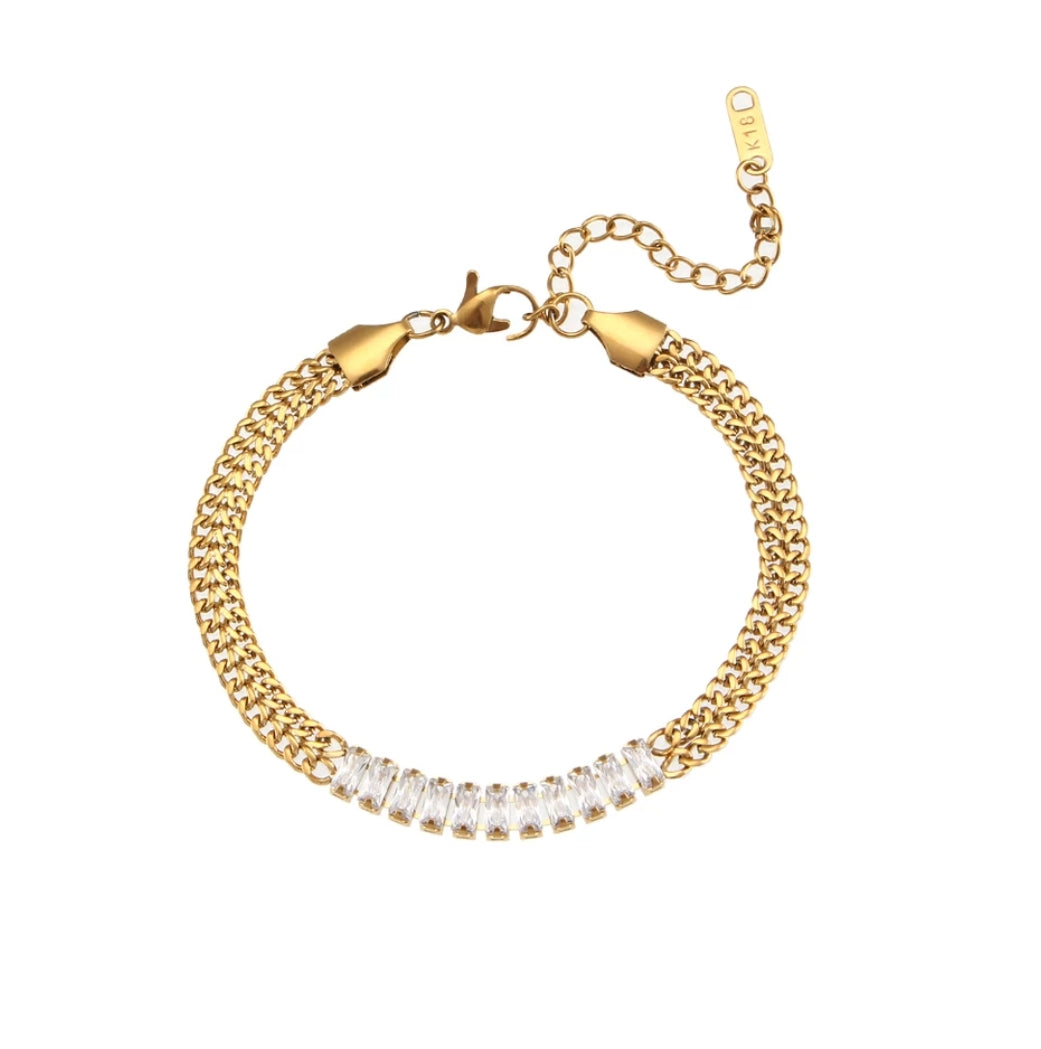 18KT Gold Plated Sheen CZ Bracelet White - Atulya Jewellers