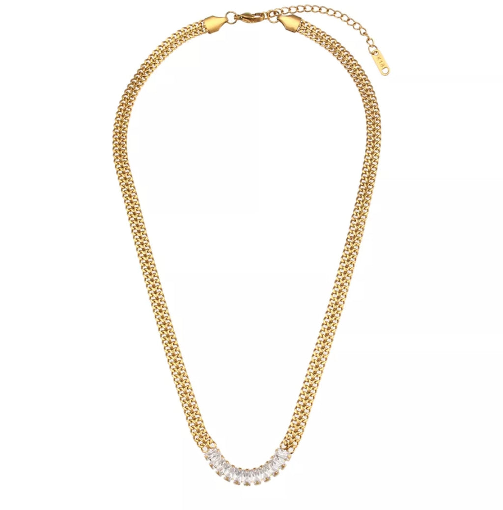 18KT Gold Plated Sheen CZ Necklace - Atulya Jewellers