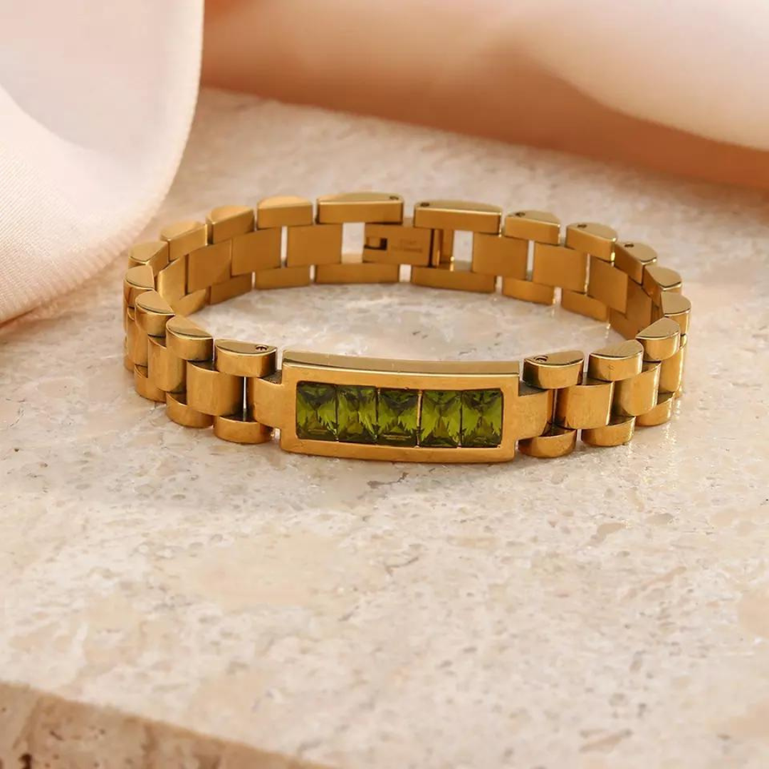 18KT Gold Plated Luna CZ Bracelet - Atulya Jewellers